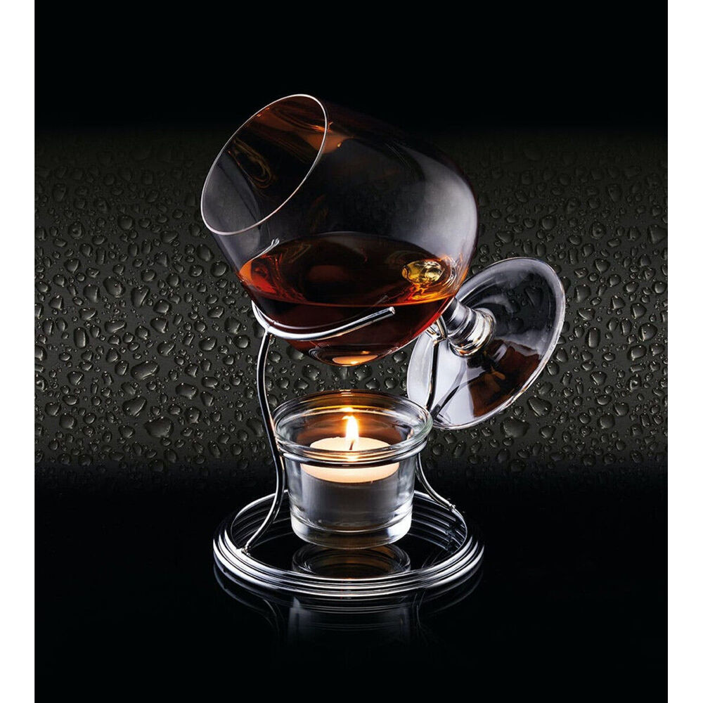 82385-barcraft-brandy-cognac-chrome-glass-350ml-cup-warmer-stand-set-clear
