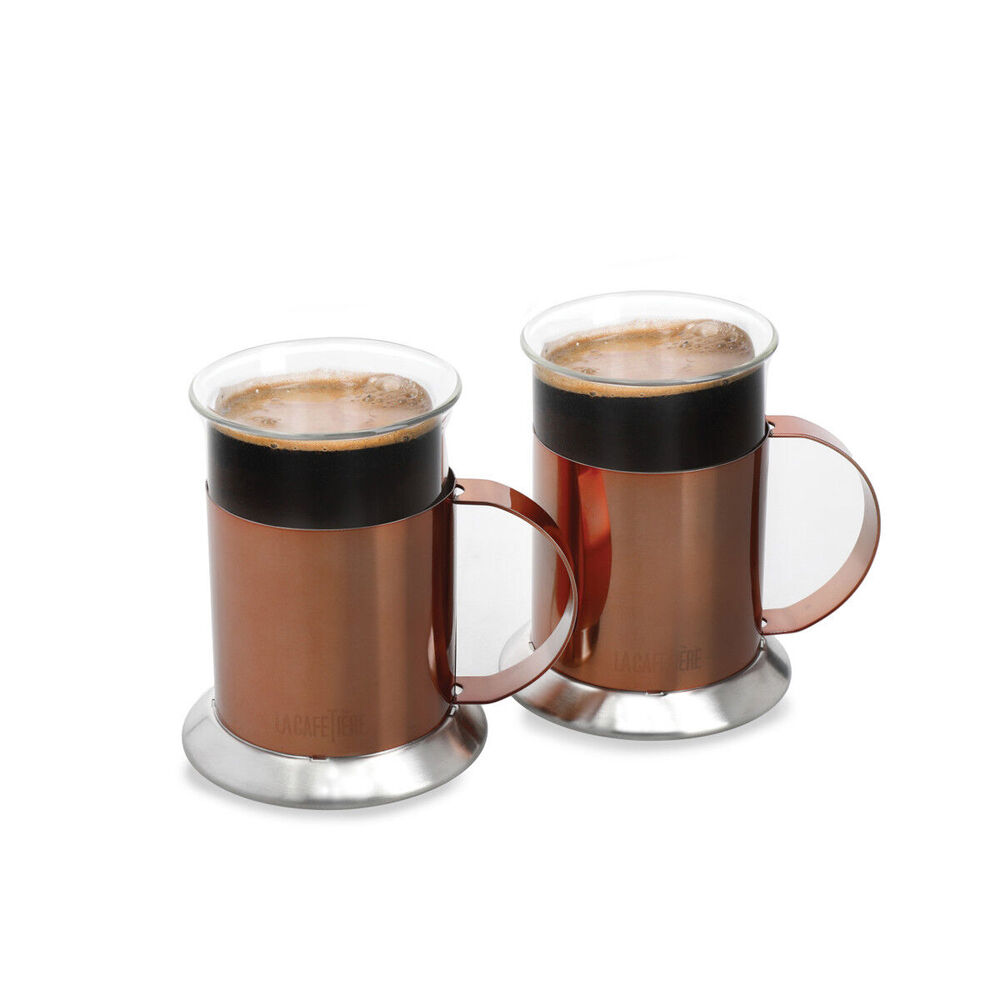 83346-2pc-la-cafetiere-300ml-stainless-steel-glass-coffee-mug-cup-set-copper