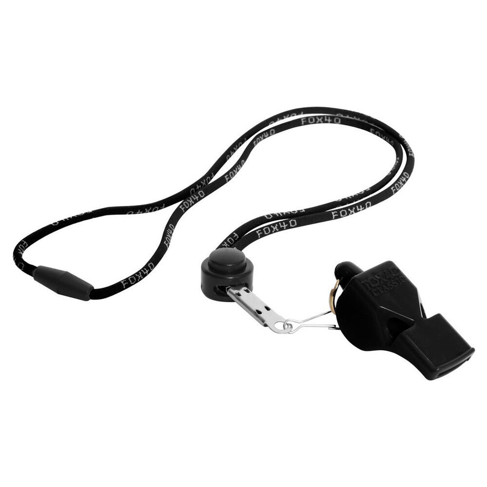2pc Fox 40 Summit Classic CMG Whistle w/ Breakaway Lanyard Black