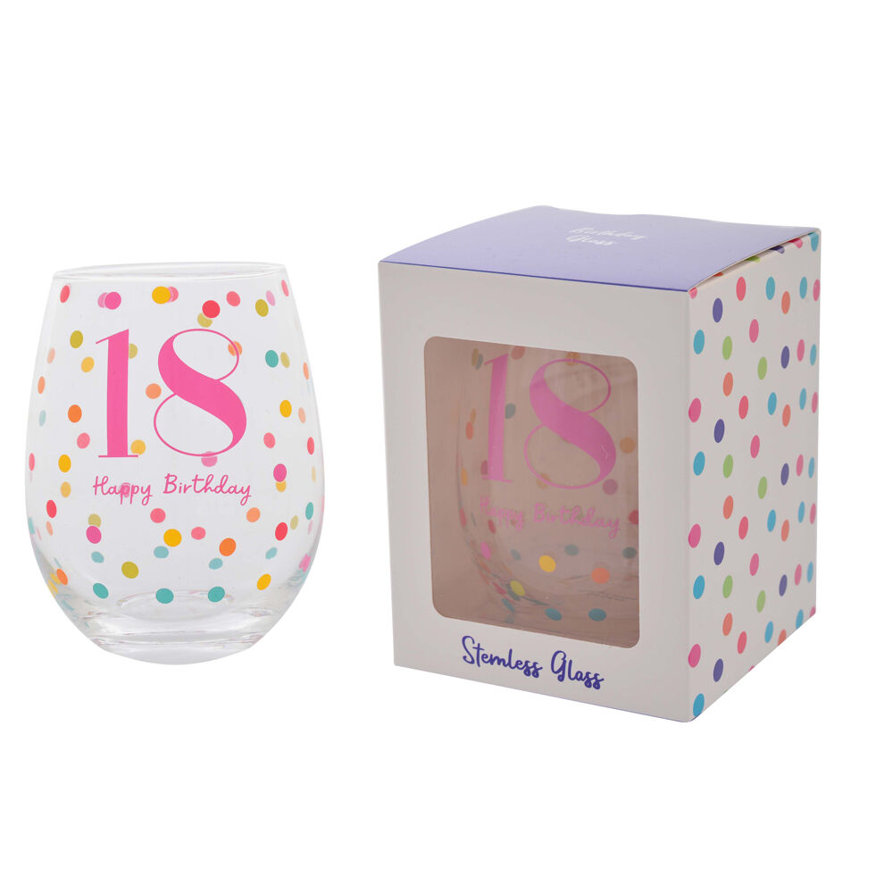 26222-gibson-gifts-18-birthday-party-stemless-glass-tumbler-pink