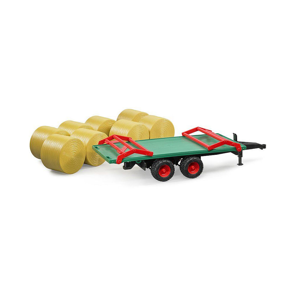 24002220-bruder-abs-transport-trailer-w-8-round-bales-44cm-farm-vehicle-toy-3y