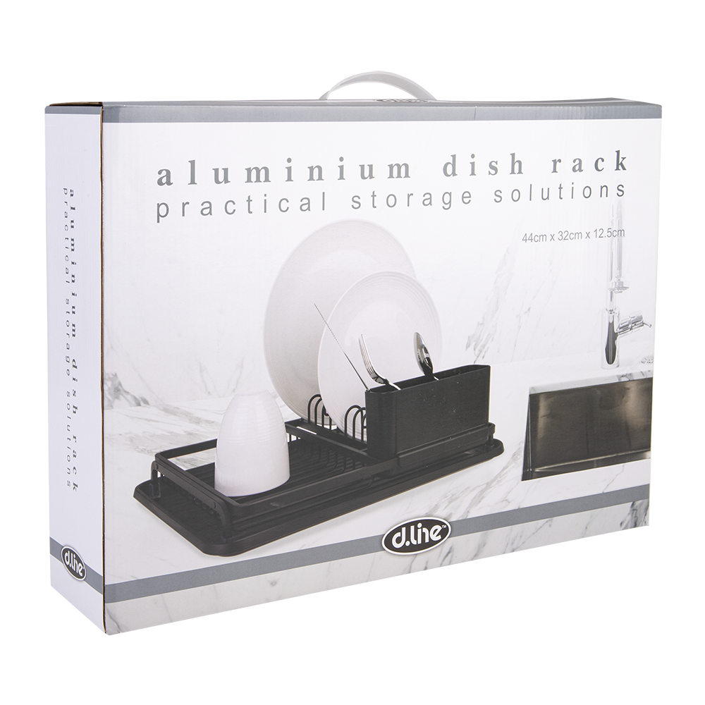 4573bk-d-line-aluminium-dish-rack-w-draining-board-drying-organiser-black