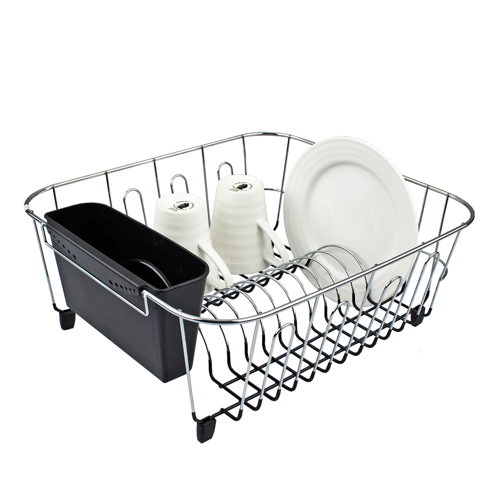 4580bk-d-line-chrome-pvc-small-dish-drainer-w-caddy-36-5x32-3cm-black