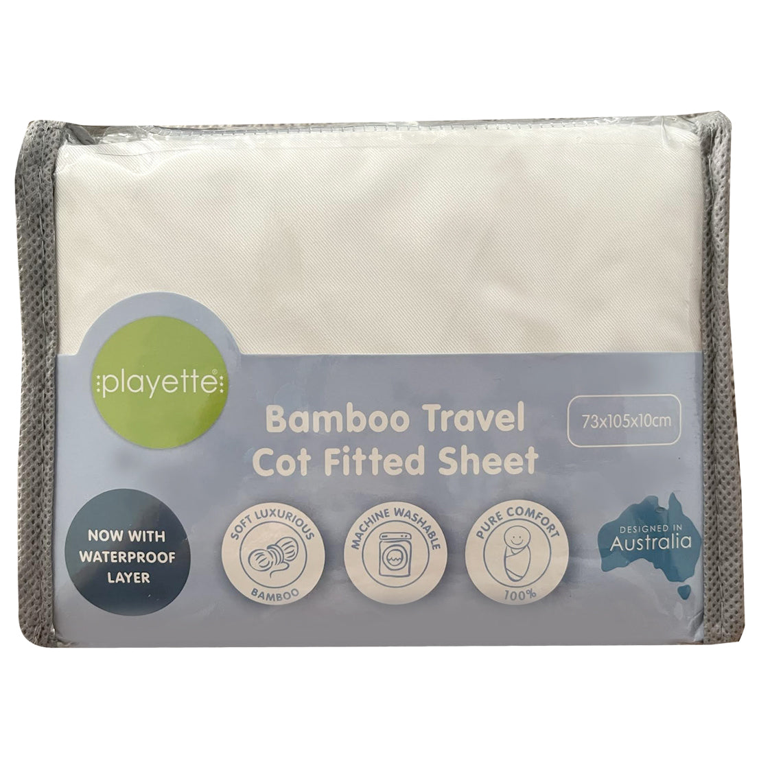 1353510-playette-200tc-waterproof-bamboo-cotton-travel-cot-fitted-sheet-baby-white