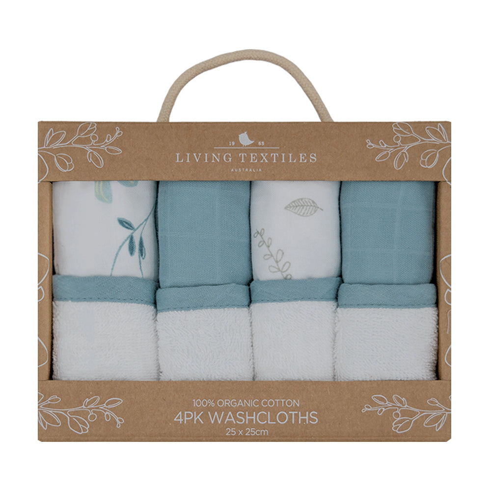 4033044-4pc-living-textiles-organic-muslin-wash-cloths-banana-leaf-teal