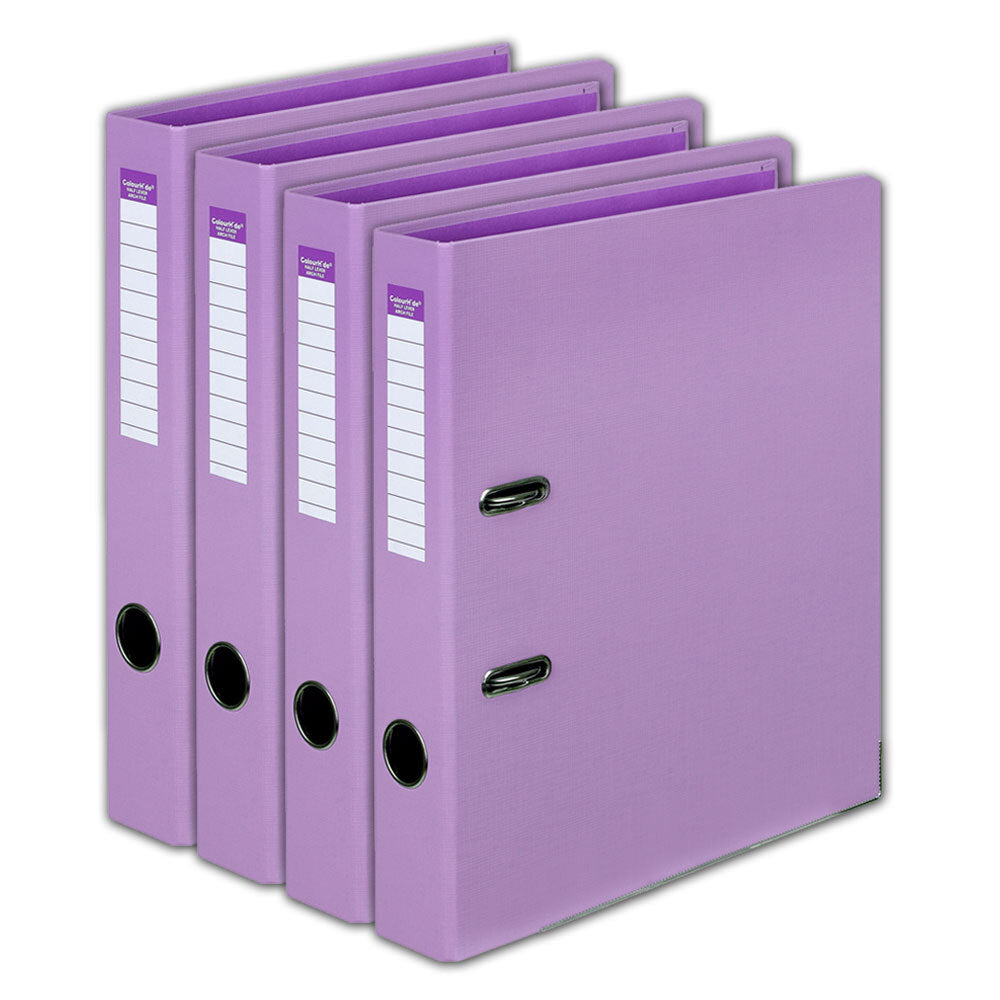Colourhide Colour Hide Purple Half Lever Arch A4 File Folder Document Organiser/Binder (4 Pack)