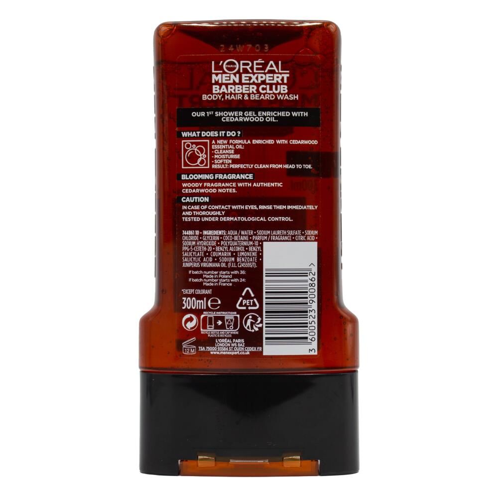 Loreal 300ml Body Hair & Beard Wash Cedarwood Essential Oils