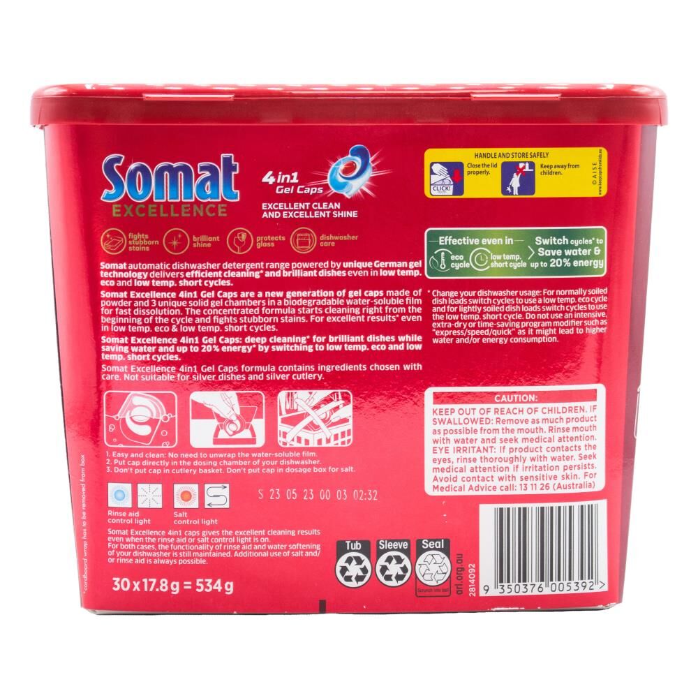 2748338-30pc-somat-excellence-dishwasher-gel-caps-4-in-1-dish-cleaner