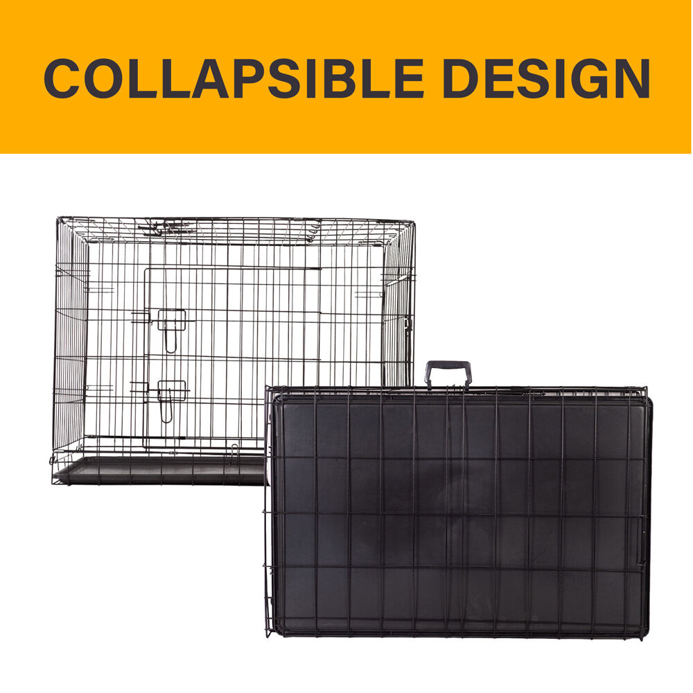 10004317-4paws-foldable-metal-wire-pet-cage-w-abs-tray-76x59cm-black