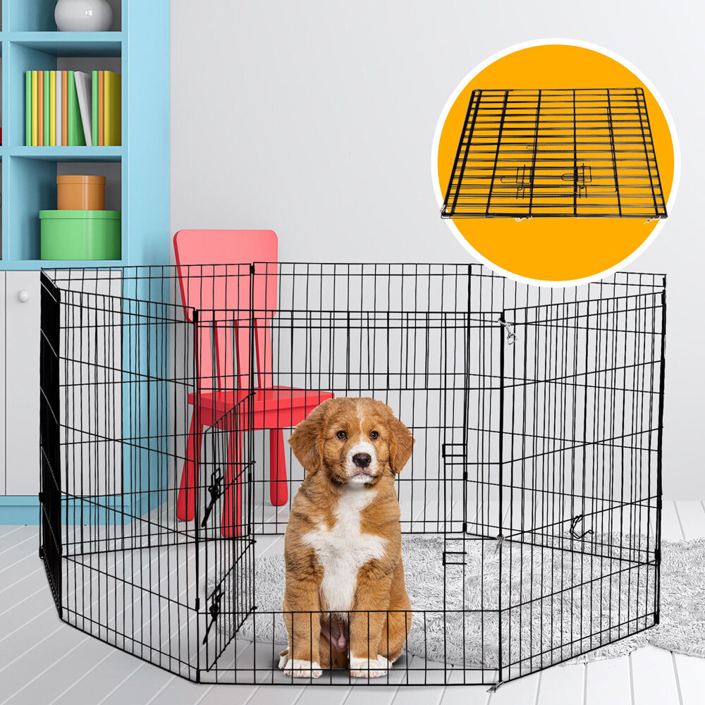 10004322-4paws-metal-wire-8-panels-foldable-playpen-fence-76x61cm-black