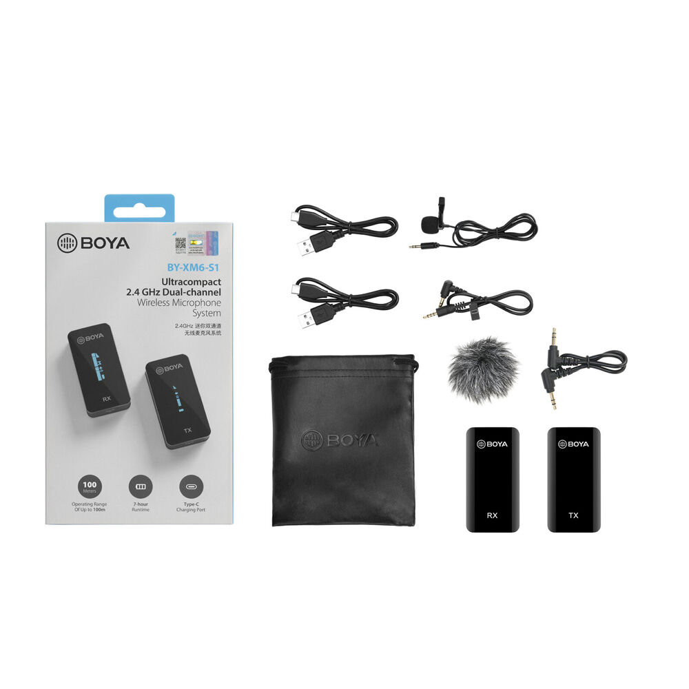500360-2pc-boya-by-xm6-s1-ultra-compact-2-4ghz-dual-channel-wireless-micr-rx-tx