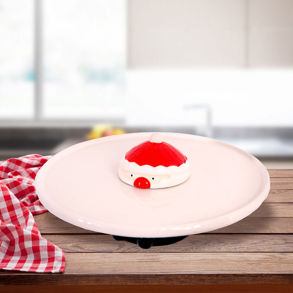 10004471-bread-and-butter-dolomite-santa-footed-cake-plate-29x12-5cm-white-red