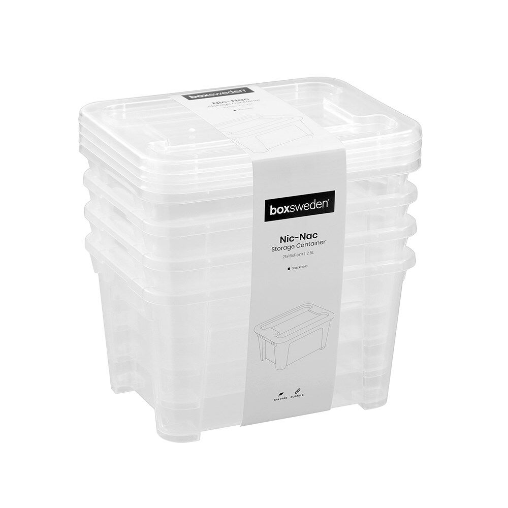 46194-4pc-boxsweden-nic-nac-storage-container-essentials-2-5l-21x16x11cm