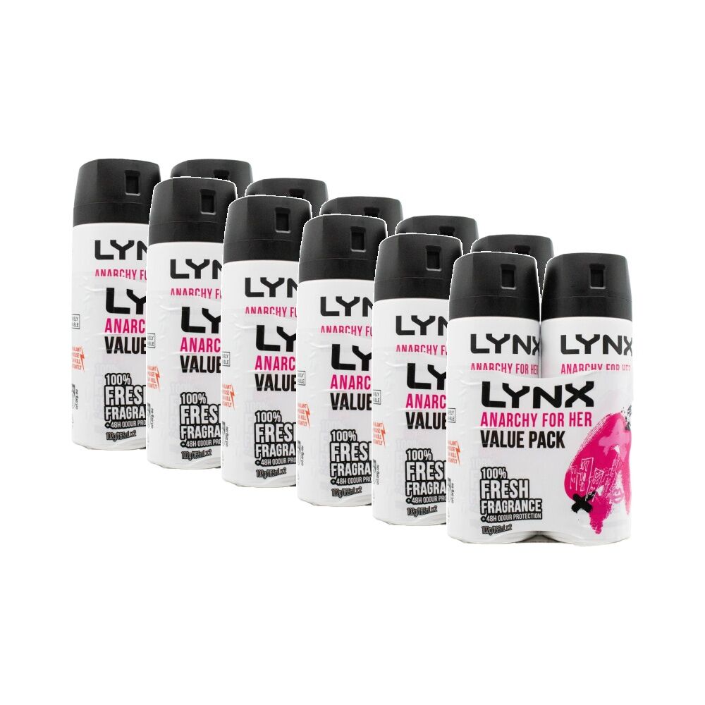 Lynx 2PK Lynx Anarchy for Her Deodorant Body Spray 48 Hr Protection 165ml Floral (6 Pack)