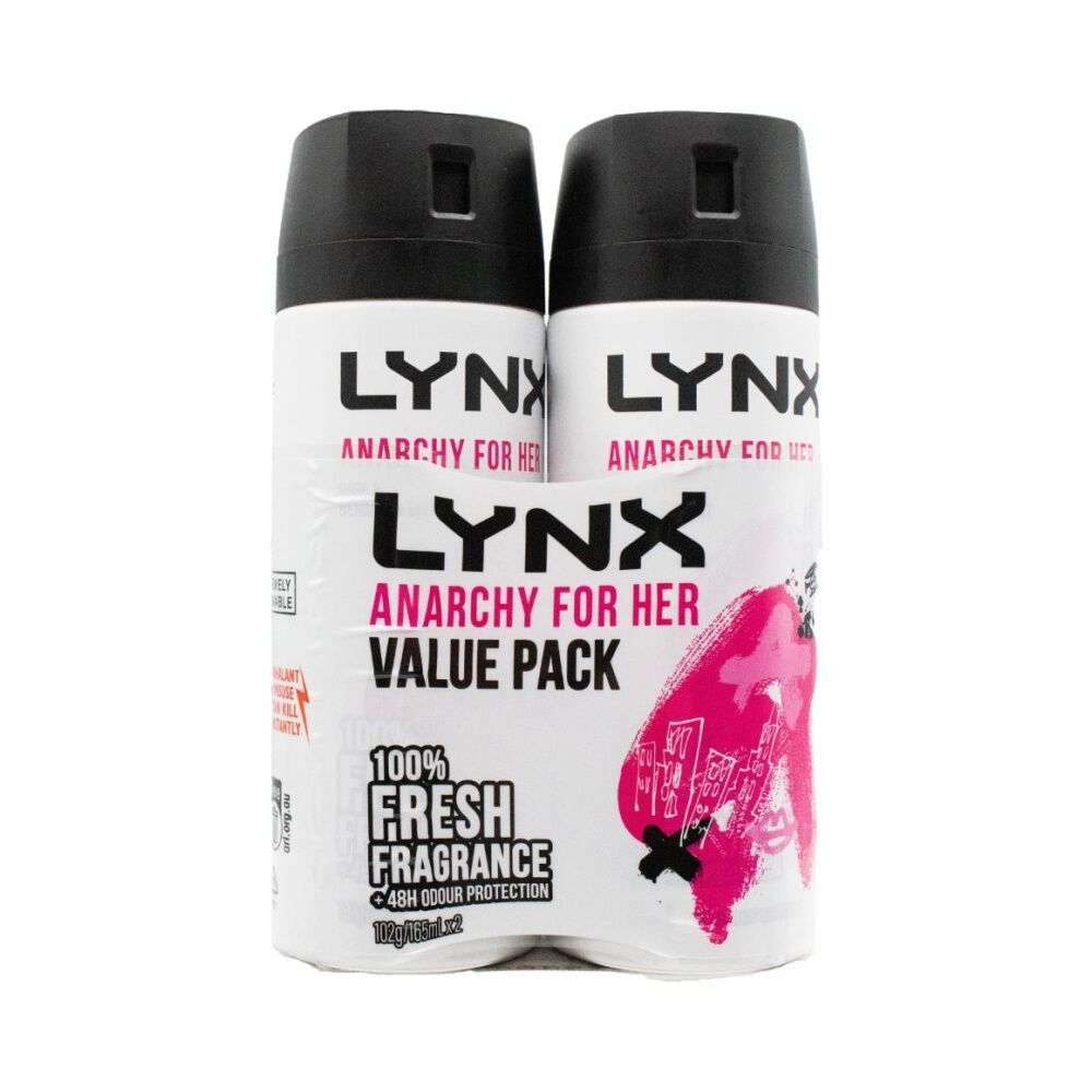Lynx 2PK Lynx Anarchy for Her Deodorant Body Spray 48 Hr Protection 165ml Floral (6 Pack) — image 2