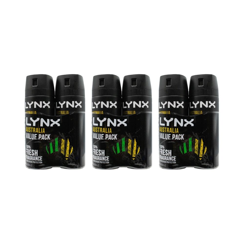 Lynx 2PK Lynx Deodorant Body Spray 48 Hr Odour Protection 165ml Australia Scent (3 Pack)