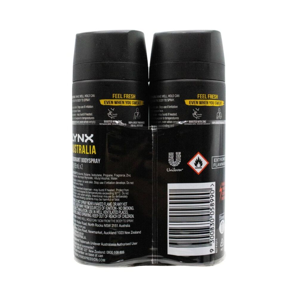 Lynx 2PK Lynx Deodorant Body Spray 48 Hr Odour Protection 165ml Australia Scent (3 Pack) — image 3