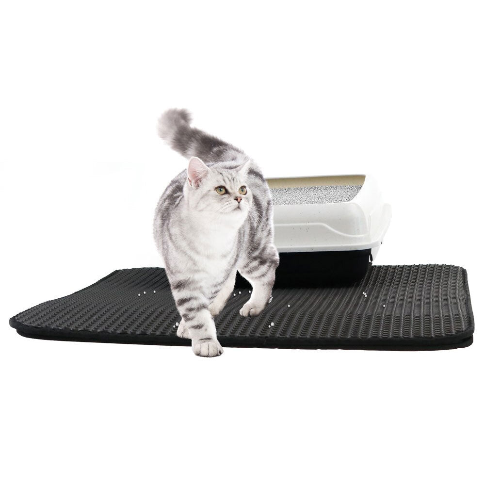 Paws and Claws 58cm Waterproof Dual Layer Cat Litter Trap Mat Trapper Pad Black (2 Pack) — image 2