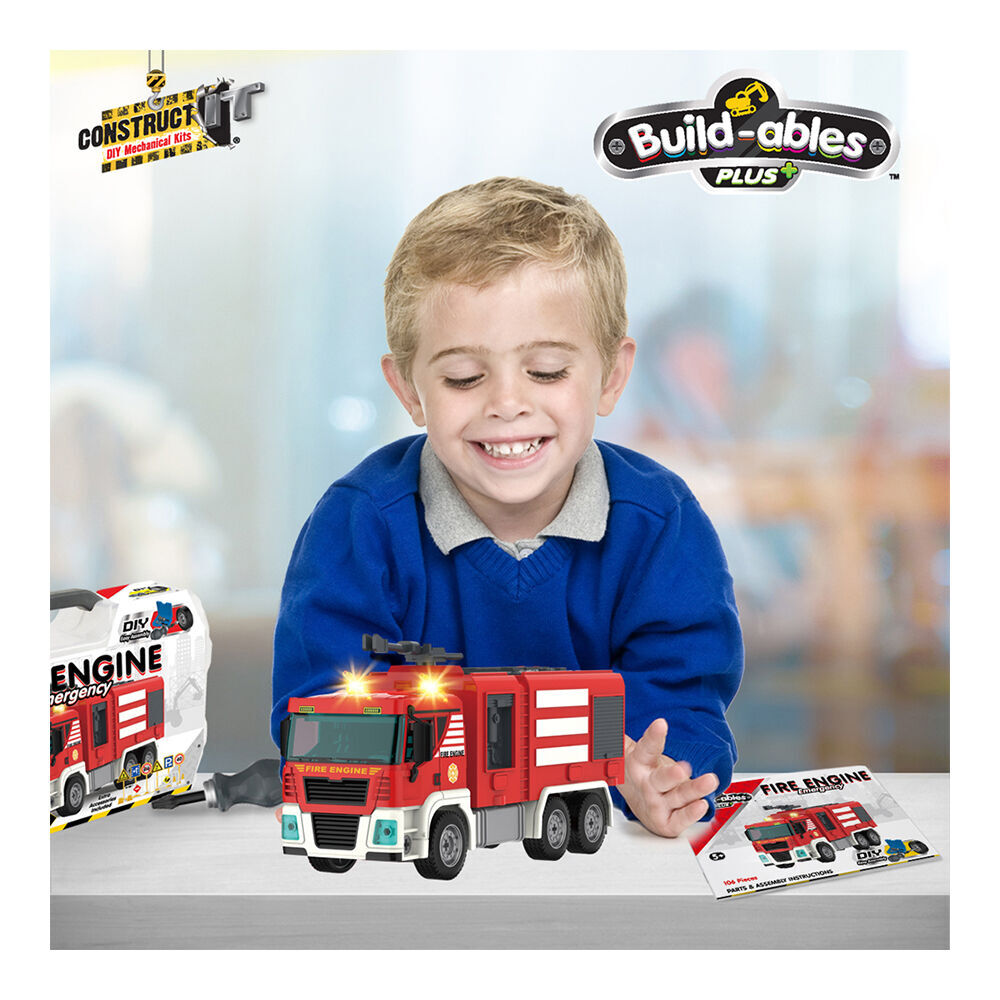 106pc Construct IT Build-ables Fire Engine Emergency Building Toy - Red 5y+