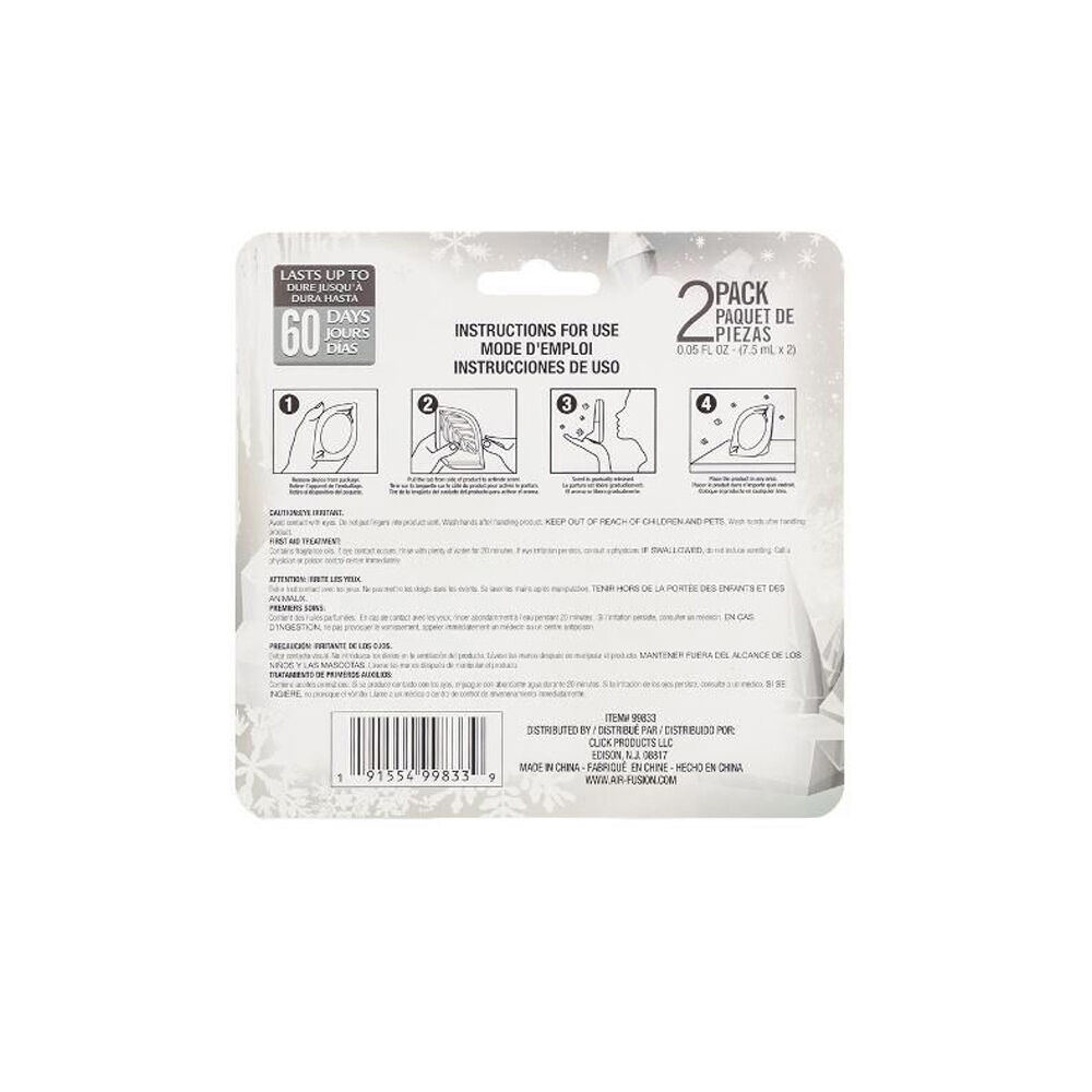 2pc Air Fusion Car Vent Clip Air Freshener 7.5ml - Black Ice