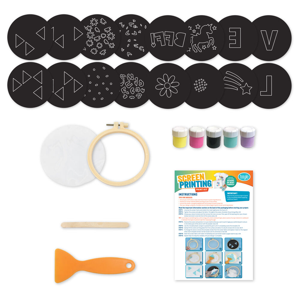 Boyle Screen Printing Paint Project Kit Kids DIY Craft 6y+