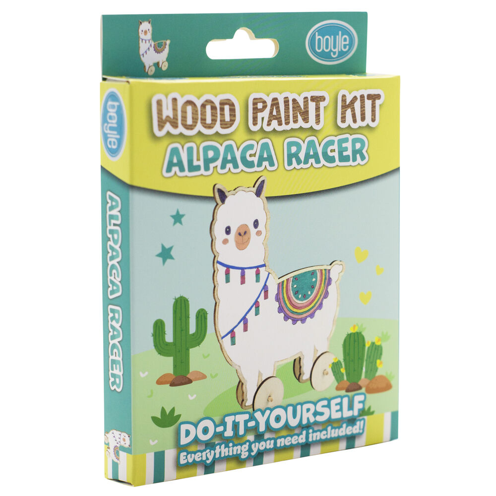 Boyle Wood Paint Kit Kids DIY Craft Buildable Alpaca Racer