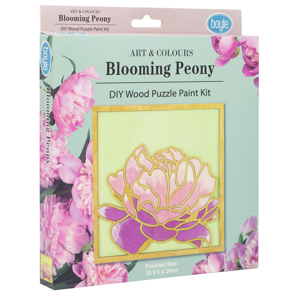 Boyle DIY Wood Puzzle Paint Kit Craft 20x20cm Blooming Peony