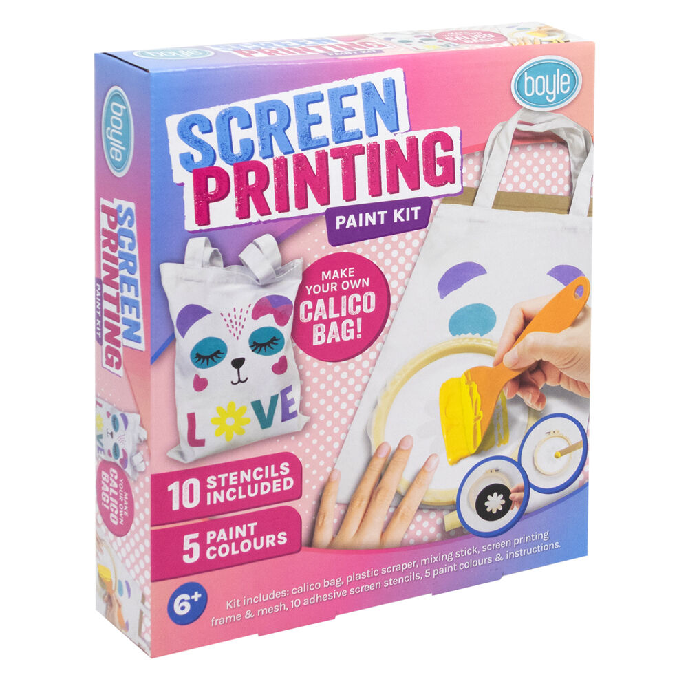 Boyle Screen Printing Paint Kit Kids DIY Craft Calico Bag 6y+