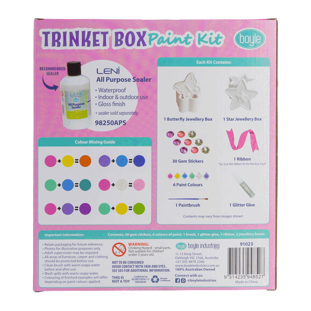 Boyle Paint Your Own Trinket Boxes Kids DIY Craft Kit 5y+