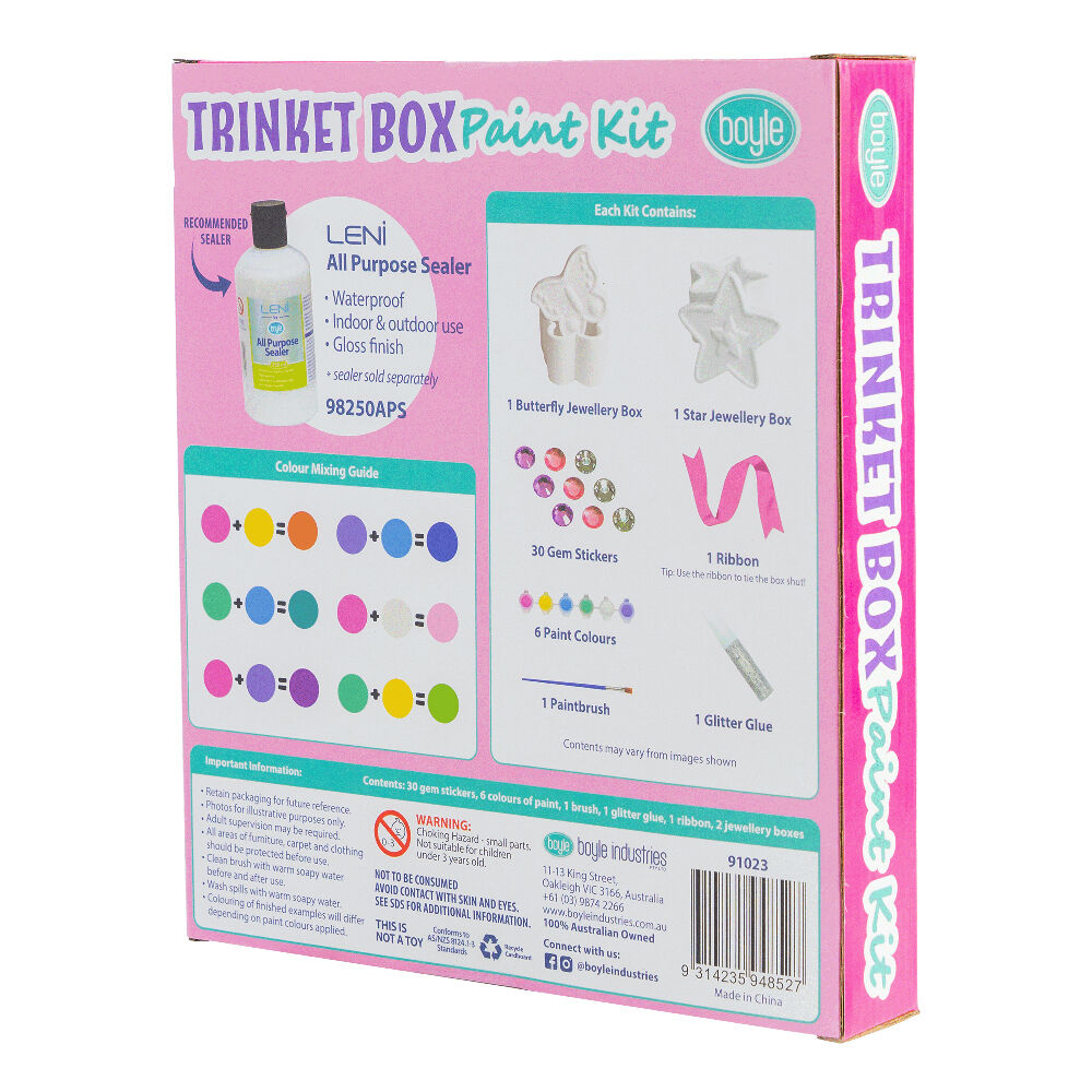 Boyle Paint Your Own Trinket Boxes Kids DIY Craft Kit 5y+