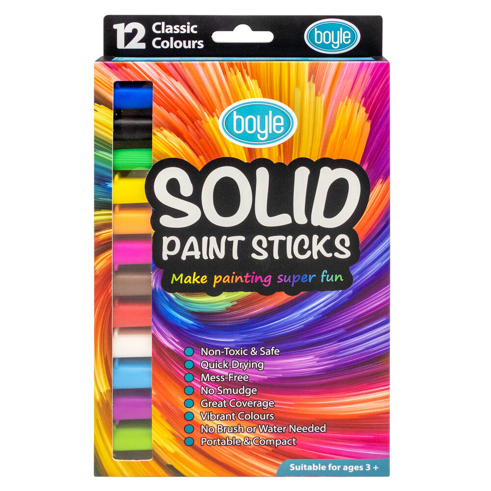 12pc Boyle Solid Paint Stick Classic Non-Toxic Kids Art/Drawing Pens 3y+