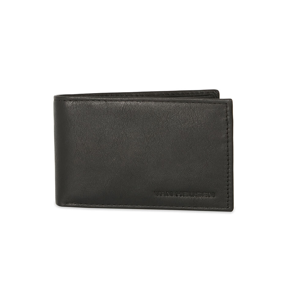 Van Heusen L-Fold Leather Wallet w/ ID Window/Coin Pocket For Men Black