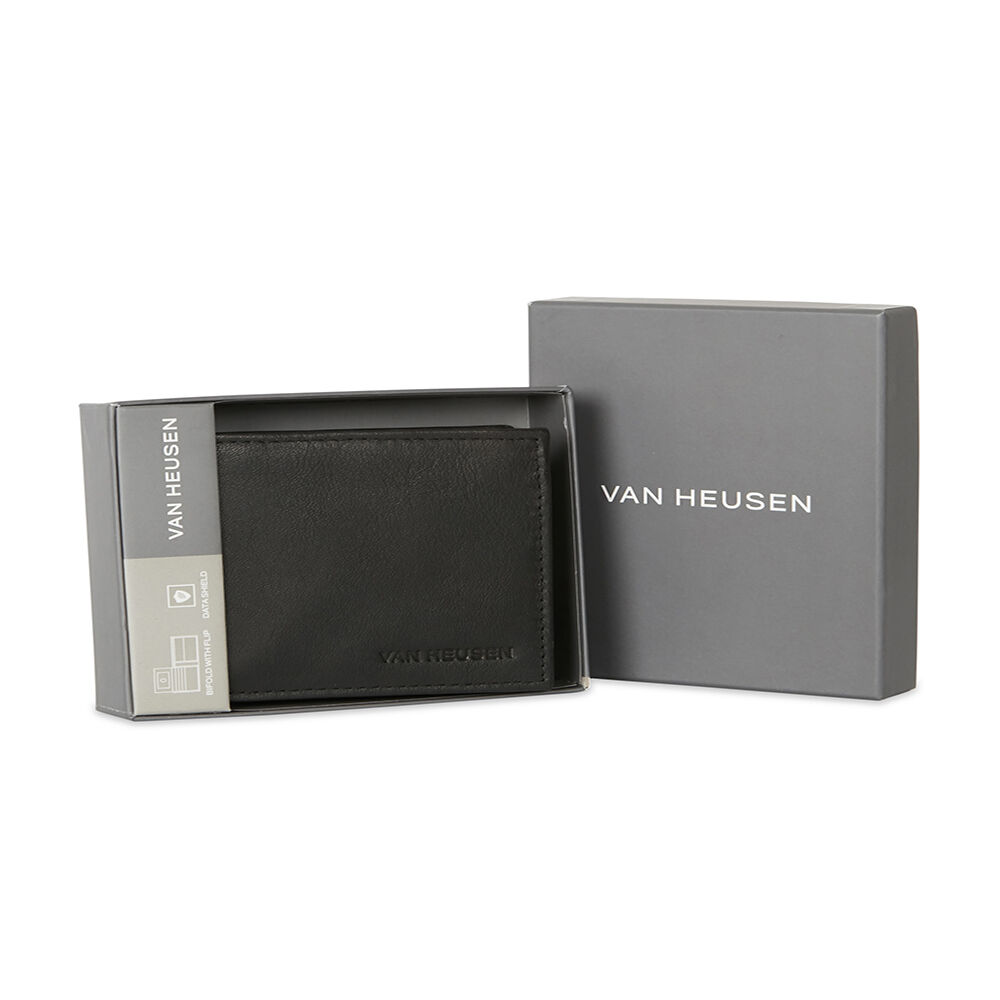 Van Heusen L-Fold Leather Wallet w/ ID Window/Coin Pocket For Men Black — image 3