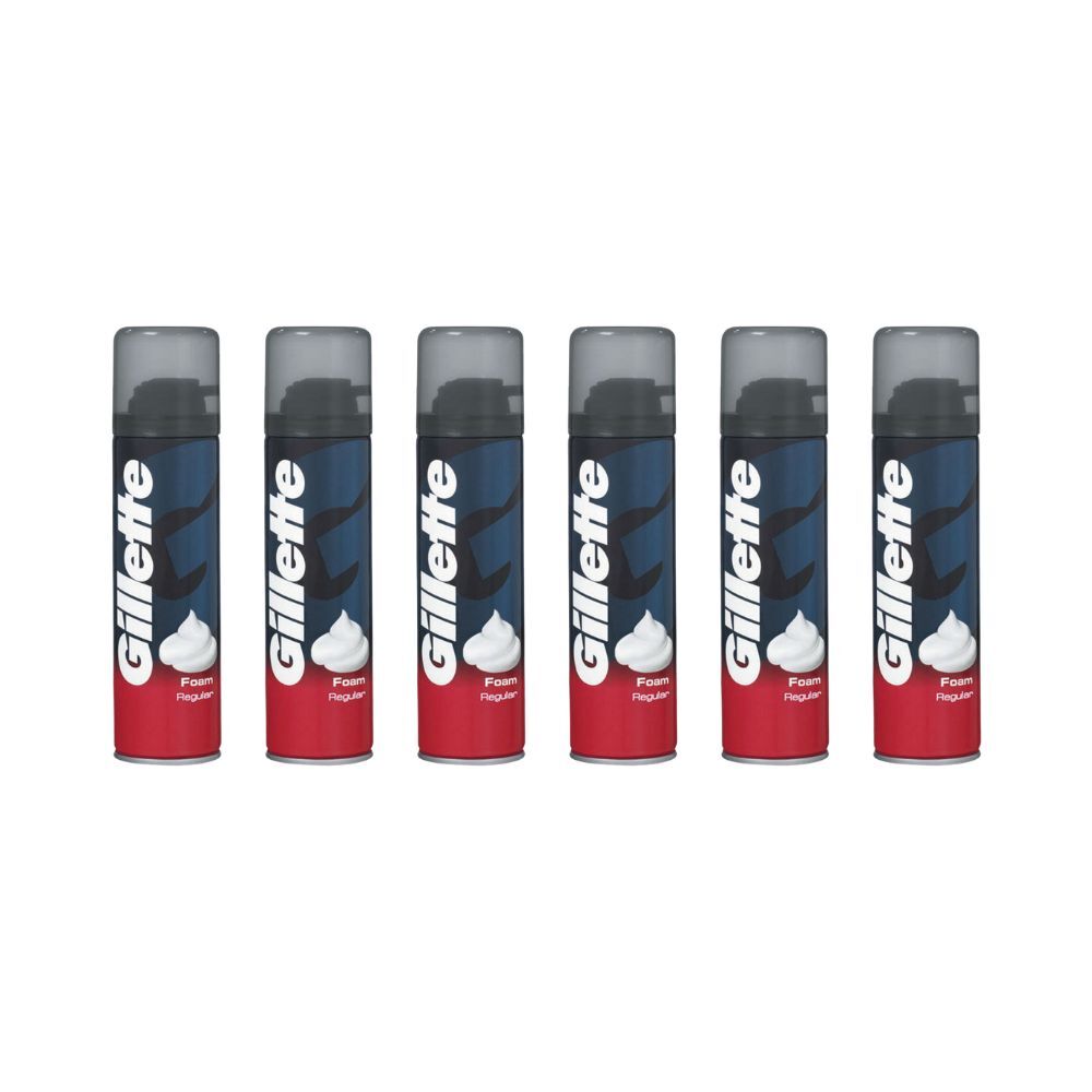 Gillette Grooming Shaving Foam Regular 200ml For All Skin Types Men (6 Pack)