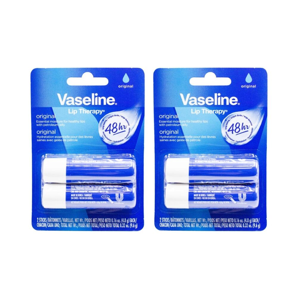 Vaseline 2PK Vaseline Lip Balm Original Petroleum Jelly Moisture Therapy Stick 4.8g (2 Pack)