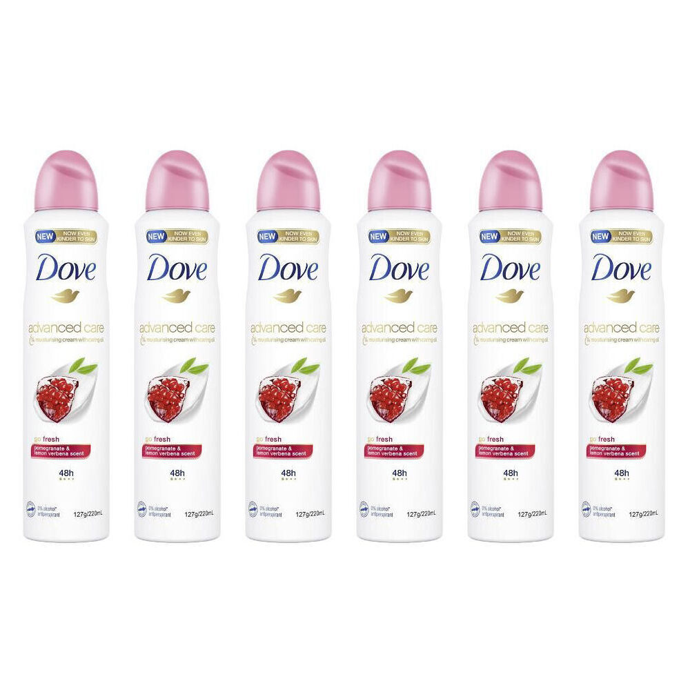 Dove Advanced Care Deodorant Spray 250ml 48hr Protection Pomegranate & Lemon (6 Pack)