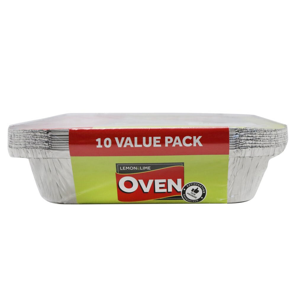 Lemon and Lime 10pc Lemon & Lime 32cm Aluminium BBQ Foil Tray Food Containers w/ Lid Silver (3 Pack) — image 3