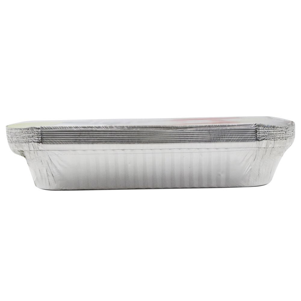 Lemon and Lime 10pc Lemon & Lime 32cm Aluminium BBQ Foil Tray Food Containers w/ Lid Silver (3 Pack) — image 4