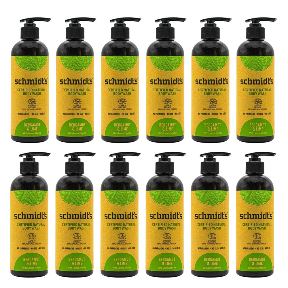 Schmidts 400ml Body Wash Bergamot & Lime w/ Lemon Myrtle Bath Care (12 Pack)