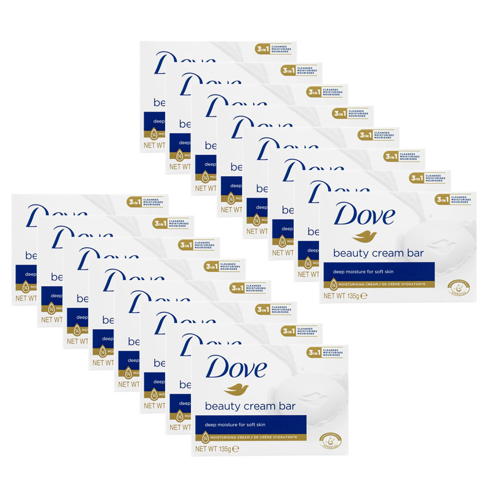 Dove 135g Beauty Cream Soap Bar Deep Moisture For Soft Skin Nourishing (16 Pack)