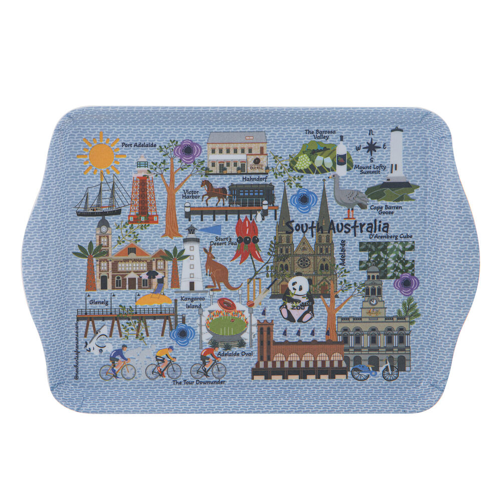Ashdene Blue 21x14.2cm Land Down Under SA Melamine Scatter Tray (2 Pieces)