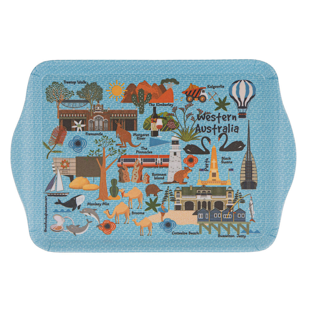 Ashdene Blue 21x14.2cm Land Down Under WA Melamine Scatter Tray (2 Pieces)