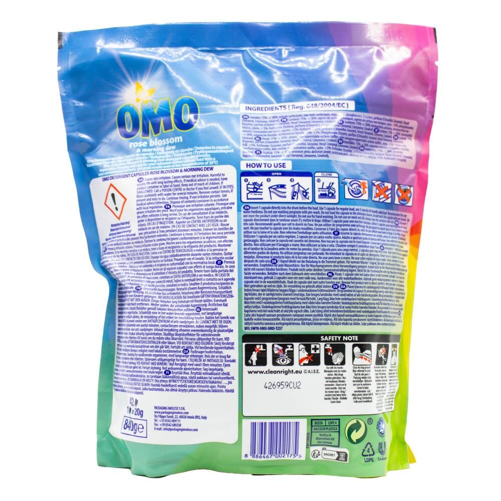 Omo Detergent Laundry Stain Removal Capsules Rose Blossom & Morning Dew (84 Pieces) — image 3