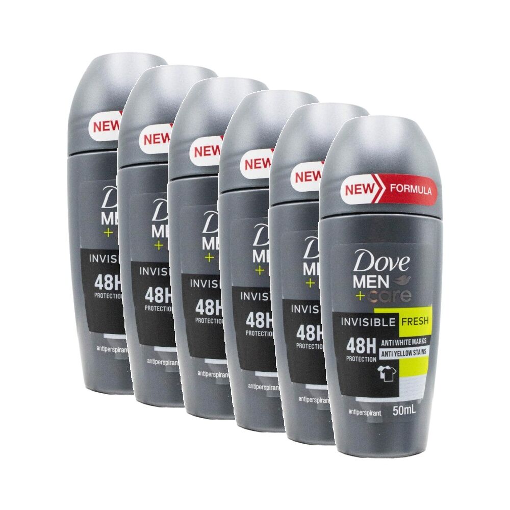 Dove Men Antiperspirant Roll-On Deodorant 48 Hour 50ml Invisible Fresh (6 Pack)