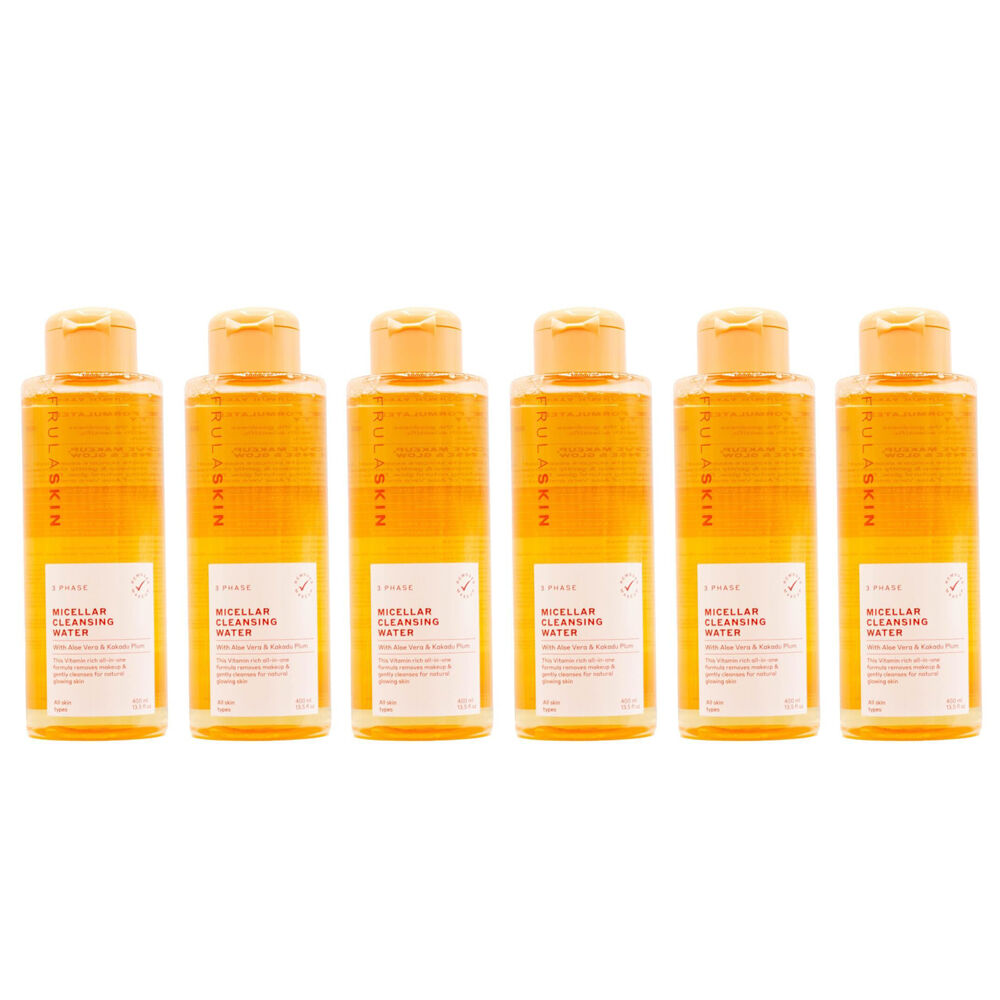 Frula Skin 3-Phase Micellar Cleansing Water Hydrating Face Care 400ml (6 Pack)