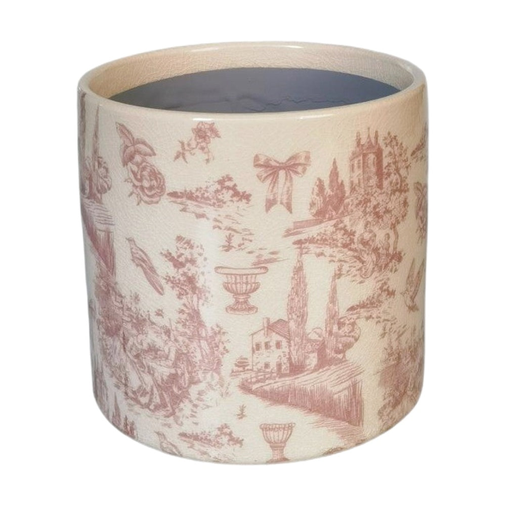 Urban Products Romantique Toile Planter Pink Ceramic Decorative Pot 14cm