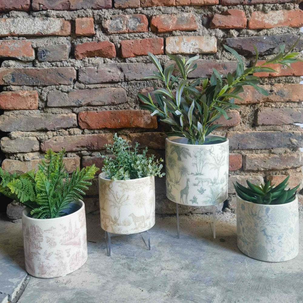 Urban Products Romantique Toile Planter Pink Ceramic Decorative Pot 14cm — image 2