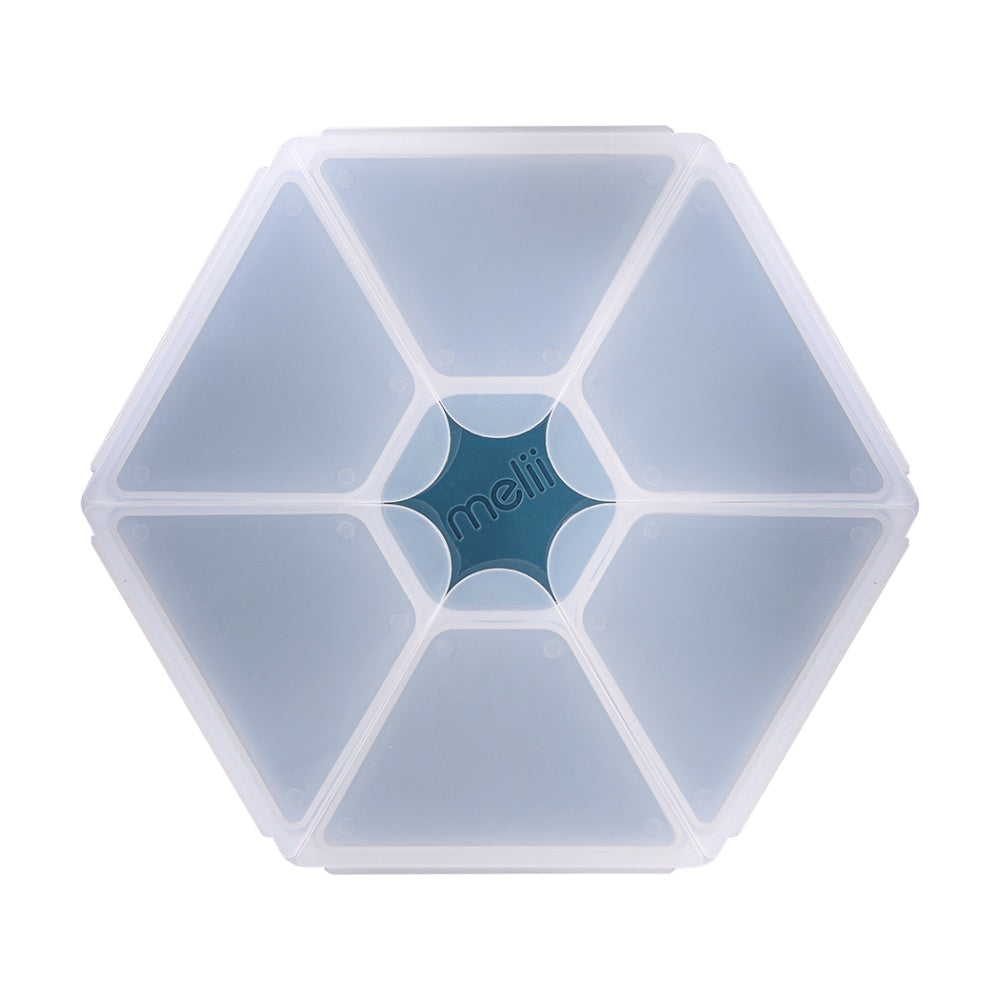 Melii Kids 6 Compartment Hexagon Snackle Lunch Box Container Blue 798ml