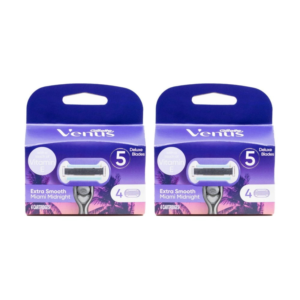 Gillette Razor Cartridges Venus Extra Smooth Miami Midnight Blades (2 Pack of 4)