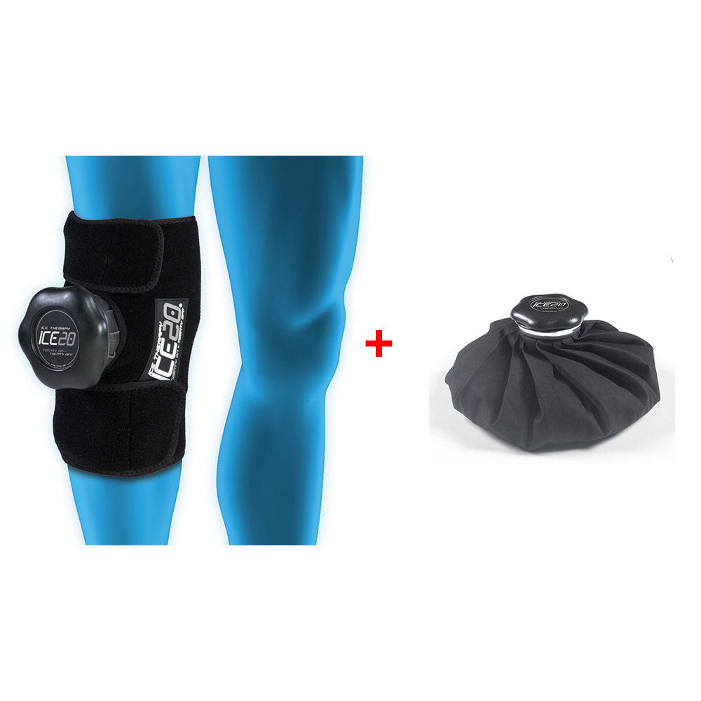 Ice20 Ice Therapy Single Knee Calf Cold Compression Wrap 11" Ice Bag